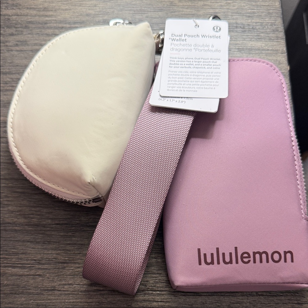 lululemon athletica Cream and Pink Wristlet Set